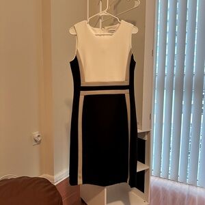 Calvin Klein - Sleeveless Dress in Black, White, and Beige